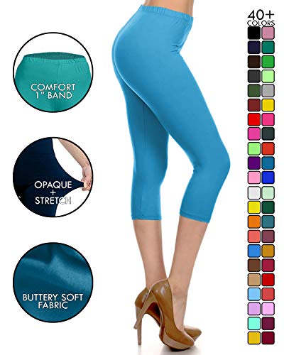 Image of Leggings Depot Women's High Waist Leggings Soft 1 inch Waistband Solid Pants - Regular, Plus, 1X3X, 3X5X
