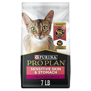 Purina Pro Plan Sensitive Skin and Stomach Cat Food, Lamb and Rice Formula – 7 lb. Bag