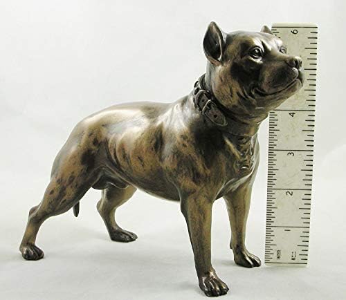 MALE PIT BULL TERRIER FIGURINE Bronze Finish Sculpture PITBULL DOG ORNAMENT - 01600