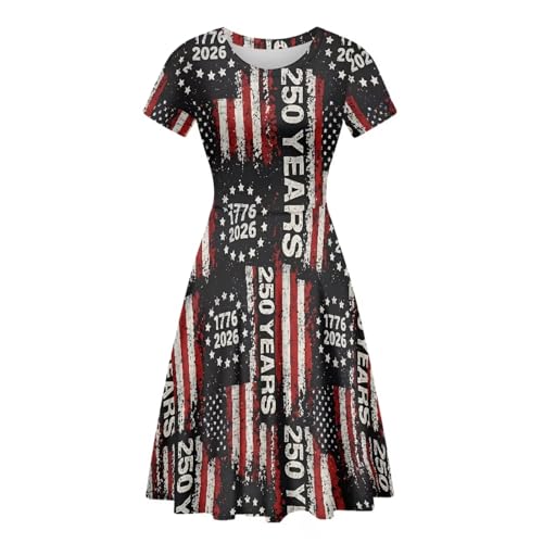Image of AFPANQZ Womens Casual Summer Lightweight Vintage Dress Short Sleeve Midi Dress Knee-Long Luxury Formal Dress