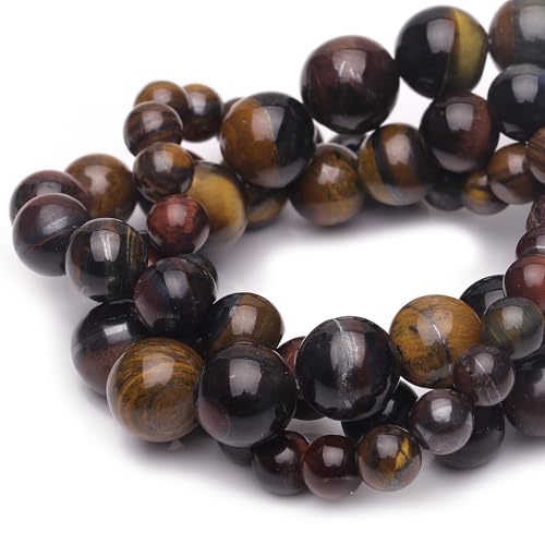 Chicager Perles Pierre Naturelle 8mm, Oeil de Tigre Poli Bracelet Collier 15 Pouces