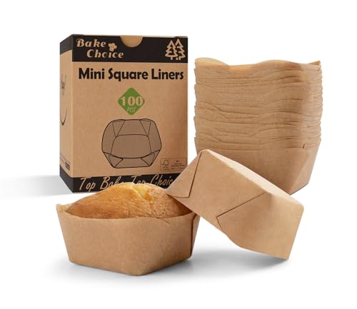 Bake Choice 100Pcs Square Brownie Liners Non Stick Mini Cupcake Liners