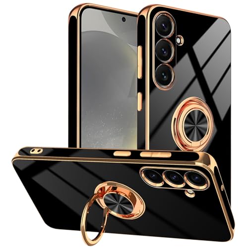 Coque Samsung S24 anti-chute avec anneau de maintien et fixation aimantée noire