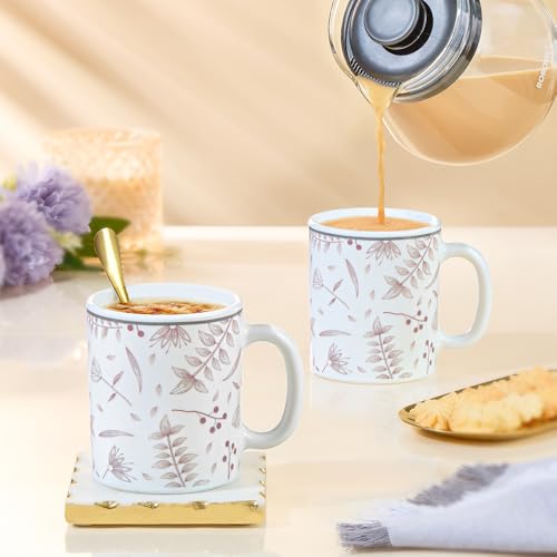 Image of Larah by BOROSIL 320ml x 2pc Opalware Grandeur Tea /Coffee Mug Set, Microwave & Dishwasher Safe Embossed Design Crockery Ideal for Daily Use & Gifting