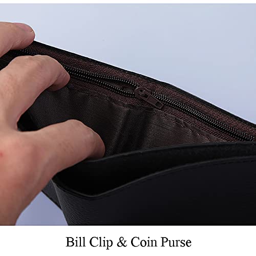 Slim Wallet for Men with Money Clip, Minimalist Bifold Mens Wallets with Credit Card Holder, PU Leather Men's Wallet with Zipper Coin Purse, Carteras Para Hombres (Black)4