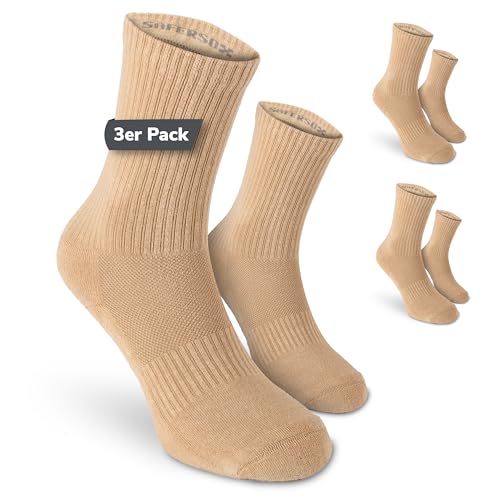 Safersox Mückenschutz Socken, 3er Pack, Beige, 39-42