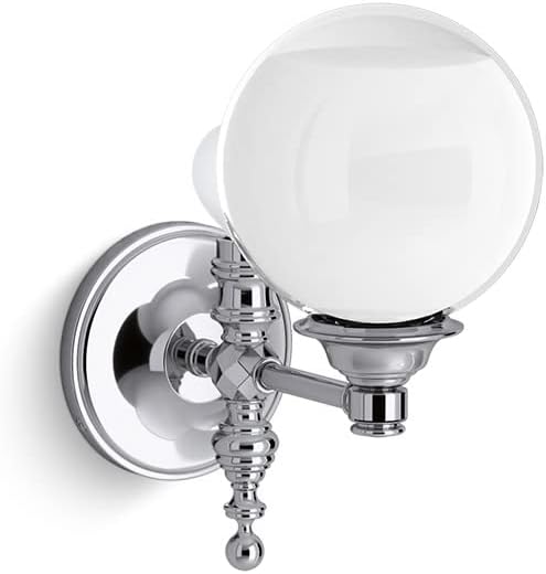KOHLER Lighting 22546-SC01-CPL Damask 11" Tall 1 Light Water Globe Wall Sconce Polished Nickel