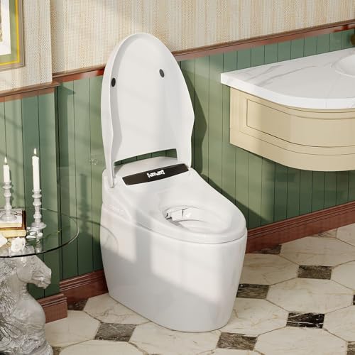 Lovinouse White Smart Toilet with Bidet Built In, Silent Auto
