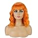 andromeda Orange Wavy Wig with Bangs Soft Short Bob Wigs for Women Synthetic Shoulder Length Women's Wig for Halloween Costumes Cosplay Daily (Orange)