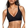OEAK Womens Deep V Bras Comfortable Bra Support Push Up Bralettes Low Cut no Underwire Bra Plunge Seamless Tshirts Bras 2X-Large Black