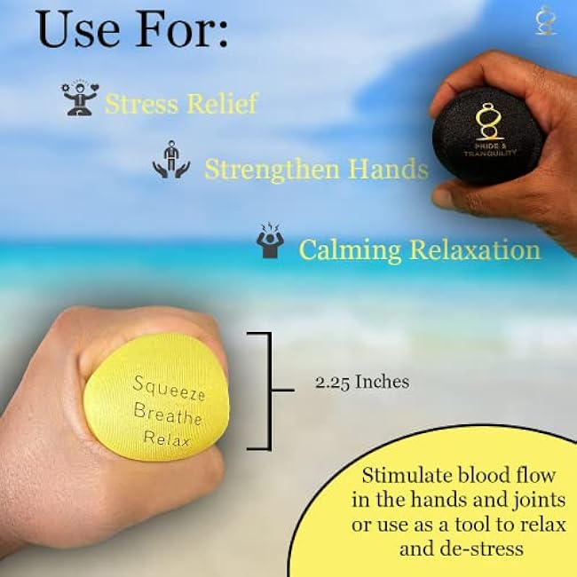 Pride & Tranquility Hand Therapy Exercise Stress Ball - Two-Density Stress Balls & Grip Strength Trainer for Adults for Anxiety Stress Relief