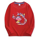 [YAZILIOU] 星のカービィ 子供服 長袖Tシャツ 春秋 キッズ 男の子 女の子 綿100% 可愛い パジャマ 丸首 プリント トップス レッド 140CM