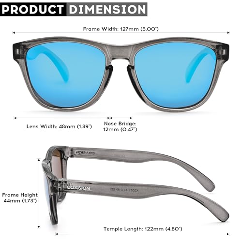 Image of COASION Classic Retro Kids Polarized Sunglasses for Boys & Girls Age 2-9 | UV400 Shatterproof Lightweight Sun Glasses with Brand Logo, Toddler Beach Outdoor Travel Sunnies, Children Summer Must-Haves