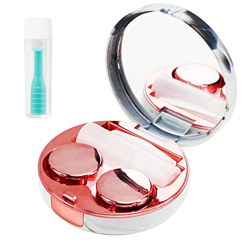 Contact Lens Case with Large Contact Remover, Contact Lenses Case Kit with Mirror for Travel, is Your Travel Outdoor Choice (Rose Gold)
