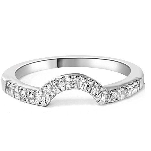 Pompeii .25CT Curved Diamond Notched Wedding Ring Enhancer 10K White Gold3