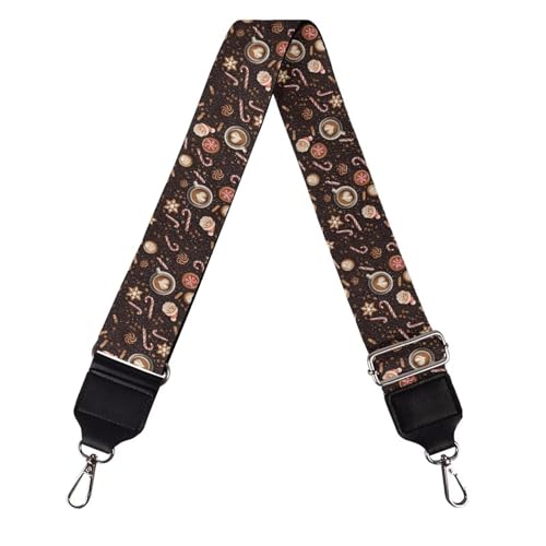 Image of Talayituse Coffee Candy Snowflake Print Shoulder Strap Wide Purse Bag Strap Christmas Decoration Adjustable Replacement Belt Luggage Crossbody Shoulder Bag Strap for Women Girls