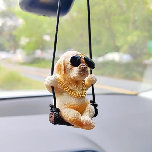 Image of YOURKARTS.COM Cute Labrador Dog Mirror Hanging Ornament - Playful Rearview Swing Accessory for Car, Home & Office | Ideal Gift for Pet & Dog Lovers | car Accessories 2025