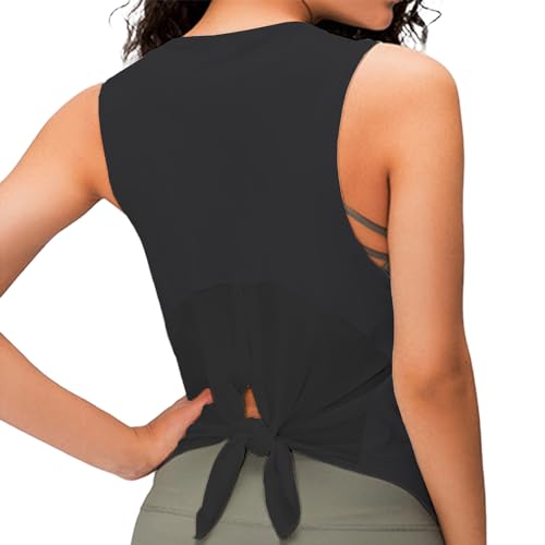 ATRACTIVOLL Damen Sport Tank Tops Ärmellos Funktions Oberteil Laufshirt, mit Crew-Ausschnitt, Atmungsaktiv Mesh Zurück Leichte für Yoga Fitness Jogging Laufen Workout Gym Training