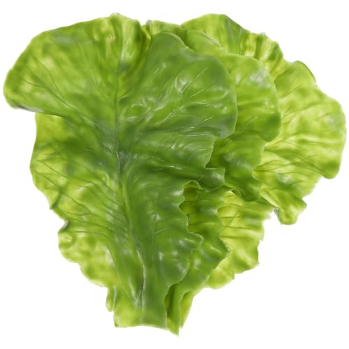 HOLIDYOYO 3pcs Simulation Green Lettuce Leaves - Fake Lettuce Leaves, Artificial Vegetables Lettuces Simulation Plastic Lifelike for House Kitchen Party Pub Decoration Cabinet Ornament
