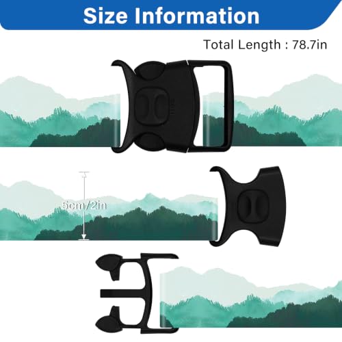 Image of Luggage Straps for Suitcases, Travel Adjustable Belt with Quick Release Buckle, Heavy Duty Nylon Bag Packing Strap, Unique Bright Identifiers Business Travel Accessories (2 Pack) - Green White