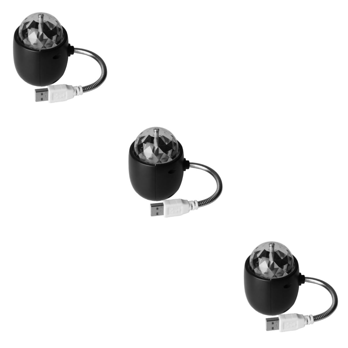 BESTonZON 3pcs Stylish USB Mini Disco Lamp and Reading Light Function RGB Color and Light Design for Home Party Ktv and Bar Use Black