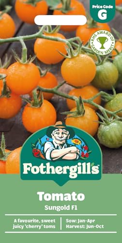 Fothergills Tomato Sungold F1 Vegetable Seeds 10 Seeds Sow: Jan-Apr Red