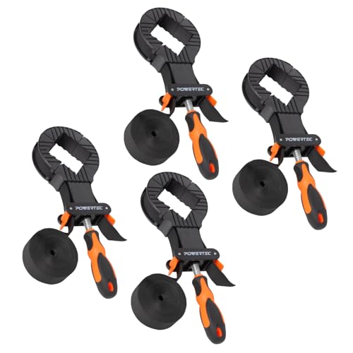 Image of POWERTEC 4PK Strap Clamps for Woodworking - Quick Release Band Clamps with Ergonomic Handle, Adjustable Picture Frame Clamp, 13 ft Strap Belt Clamps for Cabinets and Drawers (71101-P4)