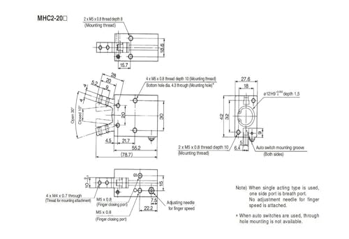 Cilindro de aire MHC2-20D angular: solucione fallas de sujeción con doble efecto neumático 4