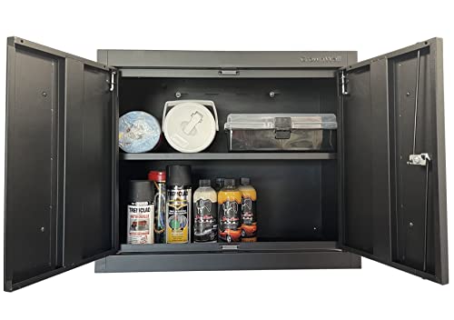 Crownwall Pro Series Fully Assembled Wall Cabinet, Garage Storage, Home Organizer Storage System (Black With Silver Handles) #TOP3