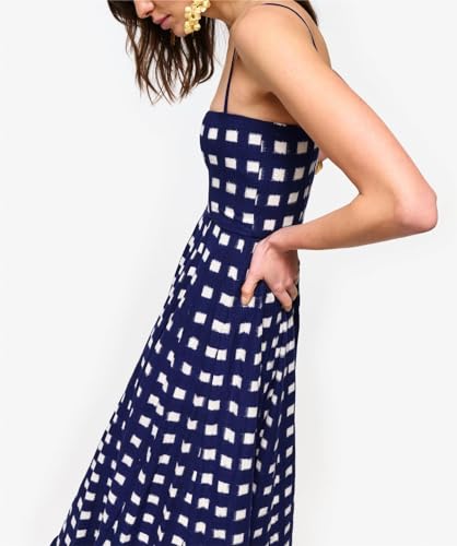Image of Women Spaghetti Strap Flowy Long Dress Boho Floral Square Neck Maxi Dress Summer A-Line Dresses for Beach Vacation