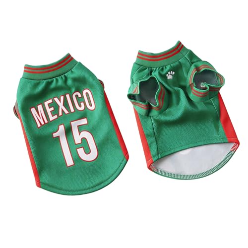 Pet Dog Soccer Shirts Mexico Argentina Portugal Sleeveless Breathable Mesh Puppy Sports Costume Football Sportswear Clothes for Small Dogs, Football Fans Pet Lovers Gifts (B-Green, L)