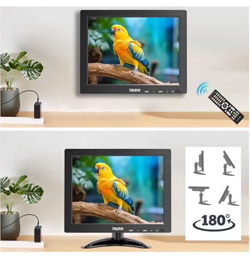 Image of 9.7 Inch Small Monitor 1024x768 Portable Monitor 4:3 Screen Display with HDMI VGA AV BNC USB Port, 60Hz, VESA, Built-in Speaker, Remote Control for PC Computer Laptop RasPi