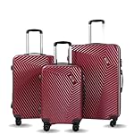 3-Piece Lightweight Hardside Spinner Luggage Set with TSA Lock, 3 piece suitcase set (20in24in28in) (Cherry Red)