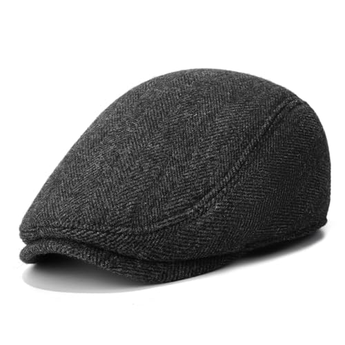 Wonderful Fashion Men's Classic Wool Cap Golf Flat Hat Grey