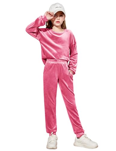 Image of Arshiner Girls 2 Piece Outfit Sweatsuits Set Kids Velour Sweatshirts & Sweatpants Tracksuits Set for Girls