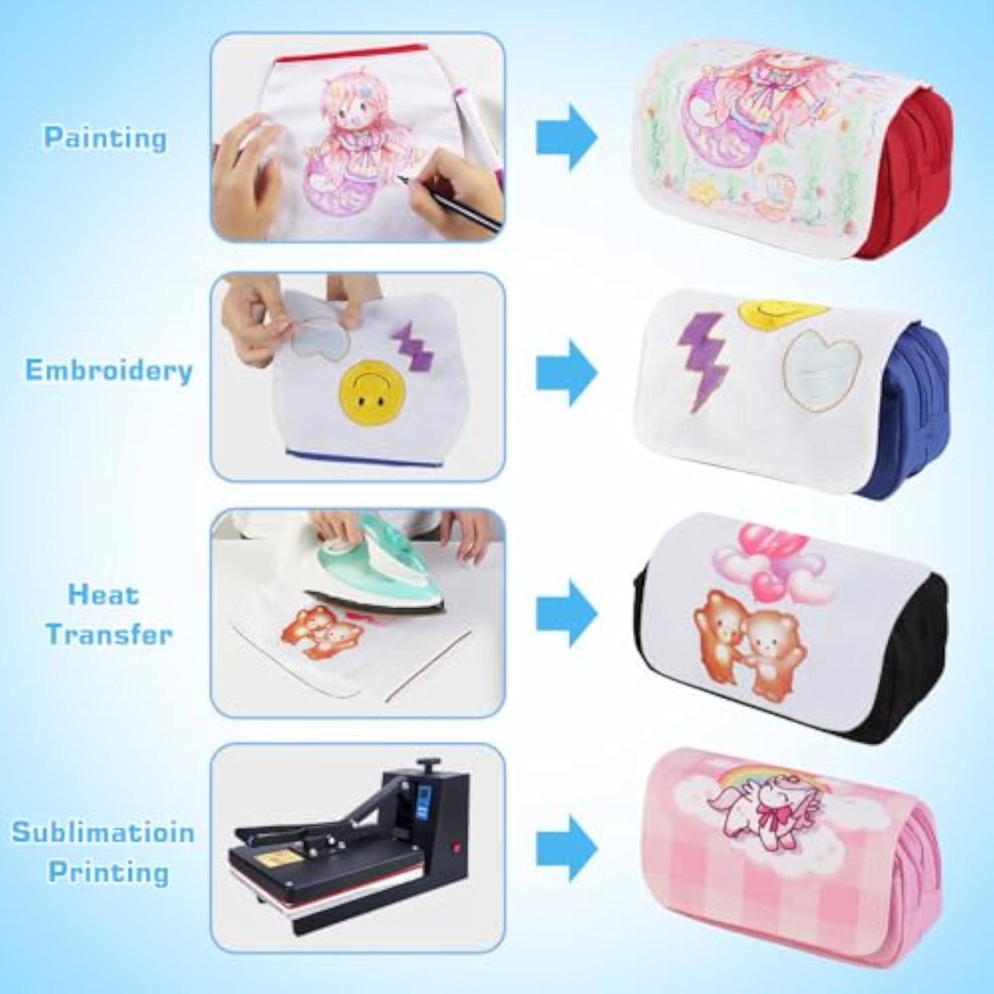 DIY Sublimation Blanks Cosmetic Bags, 4pcs Set