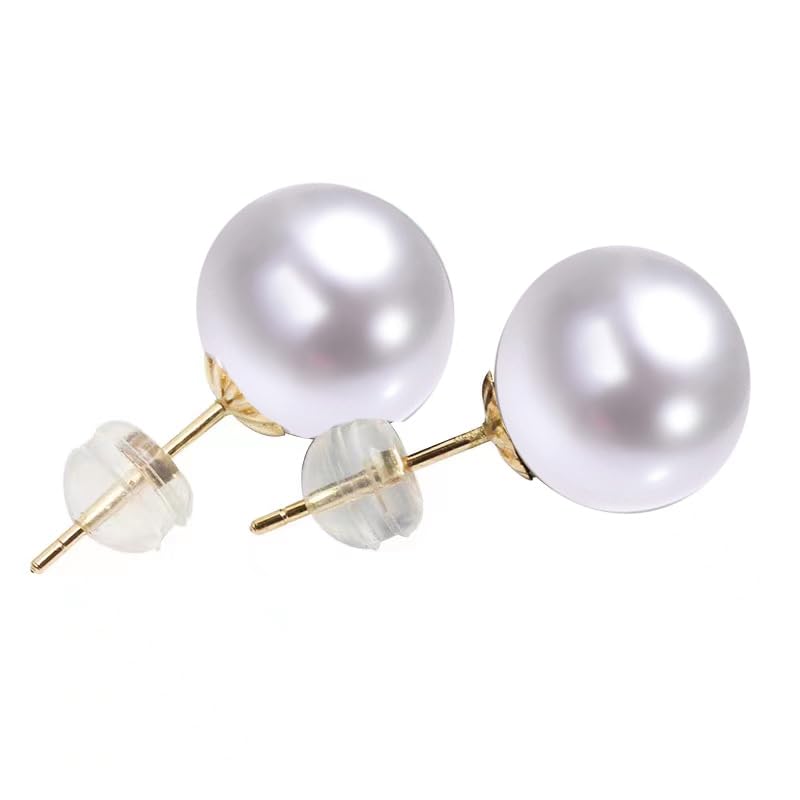 Gifts for Wife Anniversary 18K Gold Pearl Stud Earrings for Women- Genuine Handpicked Nature Akoya Pearls Earring- Birthday Christmas Mothers Day Valentine's Day Jewelry Gifts, 7.5-8mm, 18k