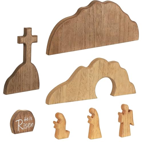 Plateau funéraire avec tombe vide en bois pour catéchisme et Pâques