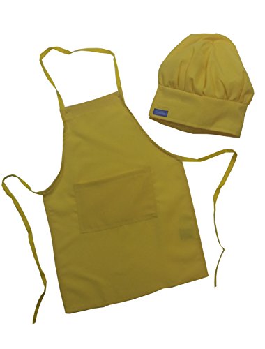 Chefskin Medium Children Kids Yellow Chef Set Apron & Adjustable Hat Lightweight #TOP2