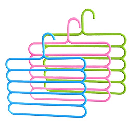 INOVERA (LABEL) 5 Layer Pants Clothes Hanger Wardrobe Storage Organiser Rack (Set of 8), 32l x 1b x 33h cm (Assorted Colour)