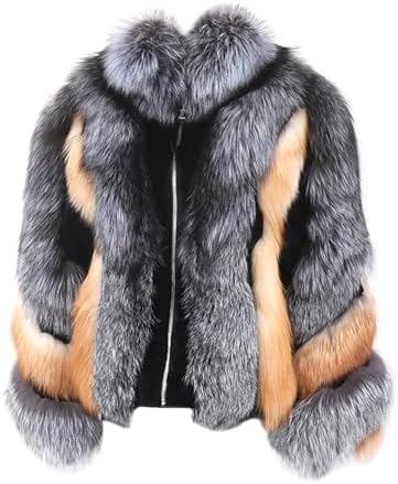 Annsirgra Real Fox Fur Coat Winter Women Jacket Thick Warm Overcoat Long Sleeve