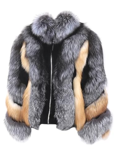 Real Fox Fur Coat Winter Women Jacket Thick Warm Overcoat Long Sleeve