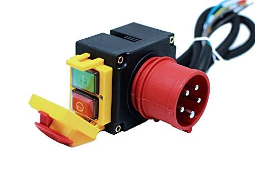 Ensemble interrupteur - prise triphasé 400V avec câble de 80cm, inverseur de phase et interrupteur d'arrêt d'urgence magnétique - identique au KEDU KOA7 400V