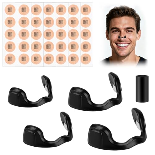 60 Bande Anti Ronflement Nasale Nose - Nasale Magnétique Strips Aimant Nez Respiration Avec 4 Pinces Nasales Tailles Différentes, Doux pour la Peau...