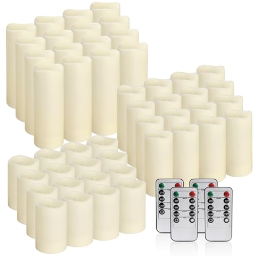 Image of 48- Pack of 3 Sizes of LED Flameless Candles.This Candle is Suitable for cafe, Fancy Restaurant, Bookstore and Other Scenes to Create a Relaxing and Romantic Atmosphere.