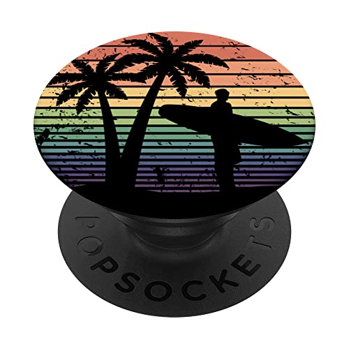 Surfer Retro Hombres Niños Playa Verano Fresco Surf Vintage Surf PopSockets PopGrip Intercambiable Cover