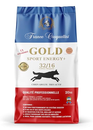 Gold Sport Energy+ 32/16 Low Grain Croquetas for Very Active Oro Massive Adult Dogs, 20 kg, Francia Croquetas