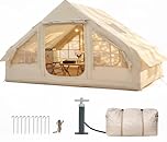Aoxun Spacious Family Inflatable Tent for 4-8 Person with Manual Pump, 4 Season Inflatable Tents for Camping with Stove Jack, Heavy Duty Windproof Oxford Waterproof Air Tent for Glamping