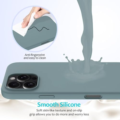 Image of FIRST MART Silicone Back Case for iPhone 16 Pro, Soft-Touch Phone Back Cover for Apple iPhone 16 Pro - Steel Grey