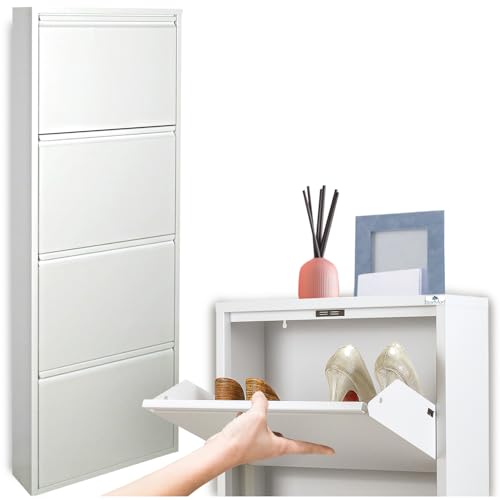 ZAPATERO ¡Garantía de 15 años! Ahorra espacio| 4 gavetas| Blanco|...